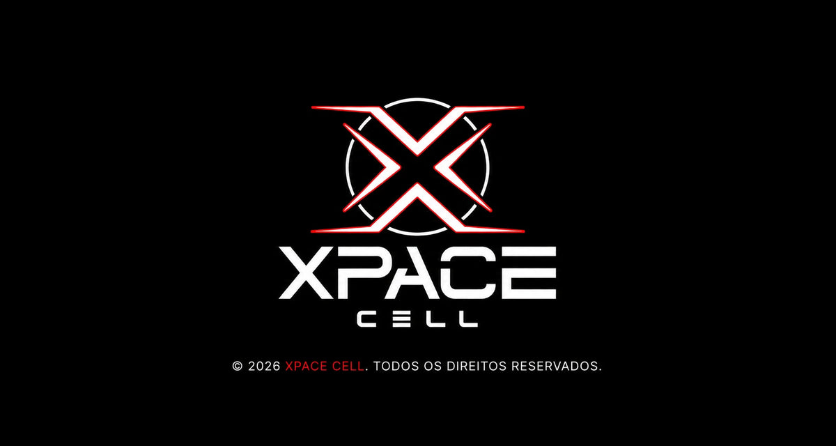 está é a logomarca da xpacecell. abaixo temos a descrição de todos os direitos reservados 2026